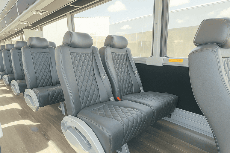 interior of Inglewood Minibus Company charter bus